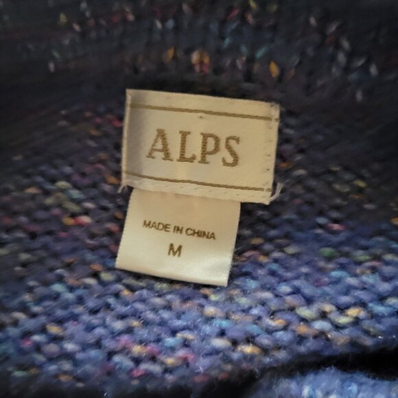 Alps Womens Medium Blue Wool Blend Zip-Up Sweater - Picture 3 of 3